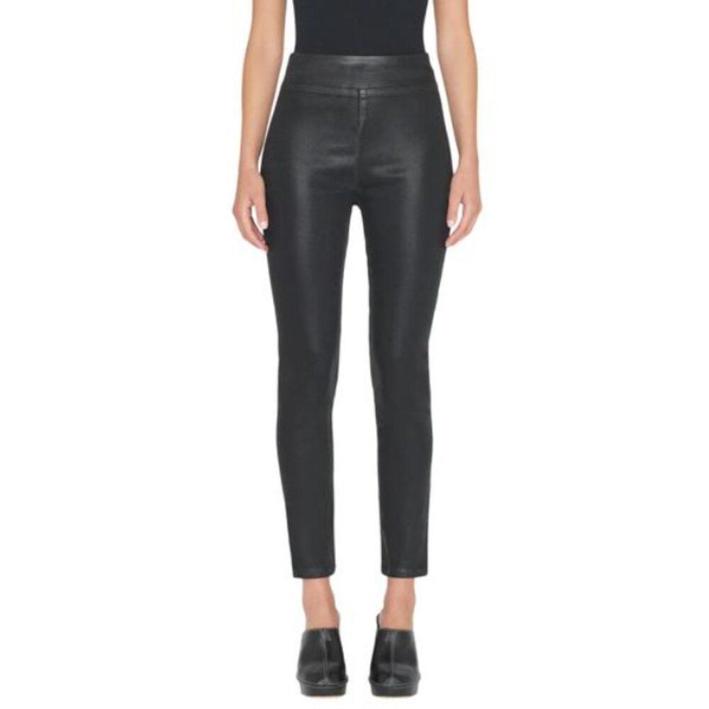 Frame The Jet Set Skinny Crop Slit Jeans in Noir Coated size 2(30-34) New